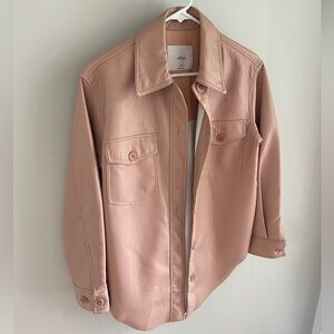 Aritzia Wilfred The Ganna Button Down Shirt - Blush Pink Faux Leather - XXS/2XS